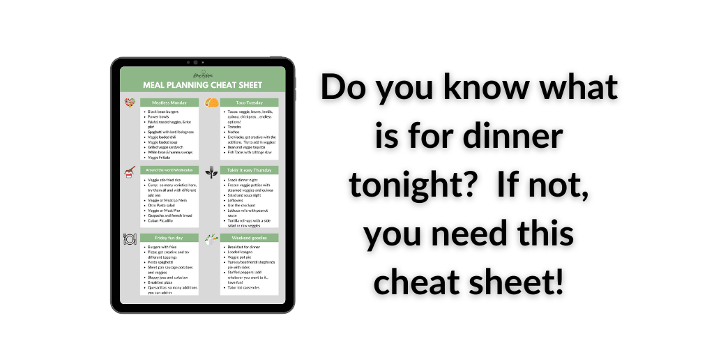 meal planning cheat sheet